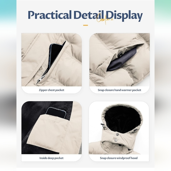 WAS $120 CREATMO US Winter Coat Waterproof Ski Jacket Padded Puffy - Picture 9 of 16